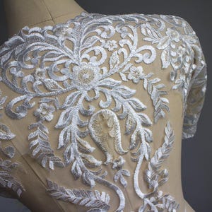 Bridal lace trim with sequins, white bridal lace trim for wedding dress, white lace trim, bridal lace for dress, alencon lace trim