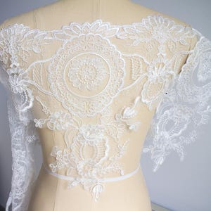 Bridal lace trim with sequins, white bridal lace trim for wedding dress, white lace trim, bridal lace for dress, alencon lace trim