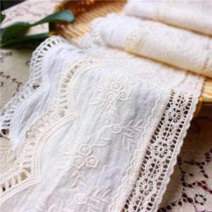 Scalloped Cotton Lace Trim: White Broderie Anglaise Sewing Embellishment, 4 inches wide, priced by the yard image 2