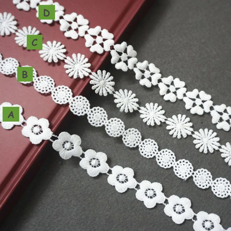 Venice Lace Trim: Round Flower Pattern, Off-White DIY Decor image 2