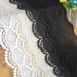 Cotton Lace Trim with Scalloped Edge - White Broderie Anglaise Trim for Sewing, Crafting & DIY Projects - Beautiful and Elegant Décor