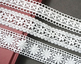 Floral Venice Lace Trim: Off-White Ribbon, Bridal & DIY Decor (1 Inch Wide)