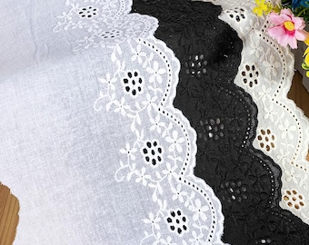 Scalloped Edge Cotton Lace Trim: Elegant Sewing & Craft Décor, 6 inches wide priced by the yard