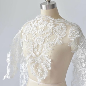 Bridal lace trim with sequins, white bridal lace trim for wedding dress, white lace trim, bridal lace for dress, alencon lace trim