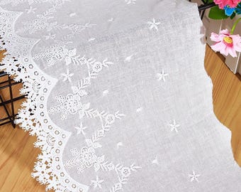 Scalloped Off White Cotton Lace Trim: Elegant Sewing & Crafting, 7 3/4 inches wide priced by the yard
