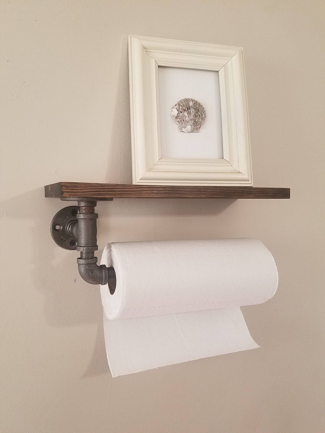 Paper Towel Holder With Shelf, Industrial Pipe Paper Towel Holder With