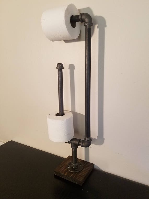 Toilet Paper Stand With Shelf, Floor Stand TP, Multiply 3 Roll Holder,  Rustic, Pipe Toilet Paper Holder, Industrial Stand, Wood Stand, Gift 