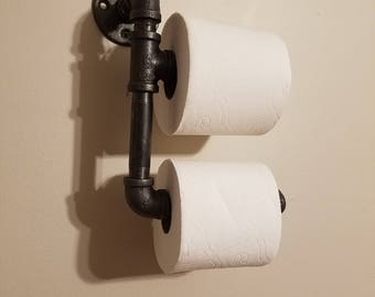 Toilet paper holder, black pipe, industrial