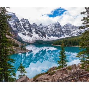 Relection of Moraine Lake | Banff National Park | Alberta Canada | Canadian Rockies | Mountain Photography Prints | Lake Louise Banff