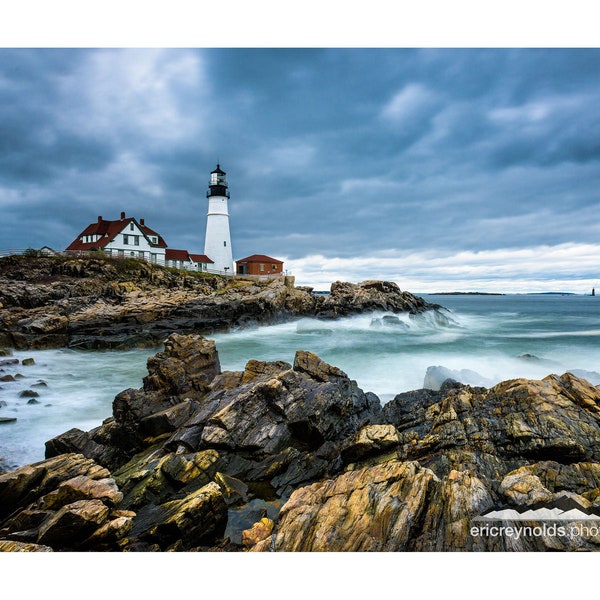 Stormy Seas | Portland Head Lighthouse | Cape Elizabeth | Maine | Portland ME | Downeast | Atlantic Ocean | Lighthouse | Waves | Clouds