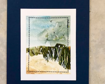 Hand Painted, Original Watercolour Landscape and Seascape Greetings/ Birthday Card. Handmade blank card.
