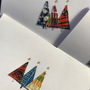 Homemade Christmas cards unique designs, African print fabric. Christmas Tree Design. Handmade. image 7