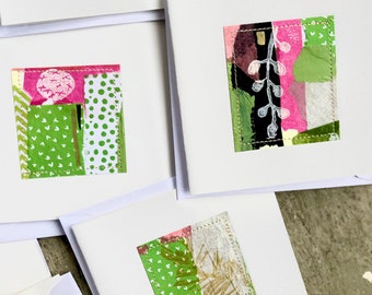 Homemade, Nature Inspired Printed Collage Cards - Greetings Card, Birthday Card, Blank Card, Thank You Card, Good Luck Card