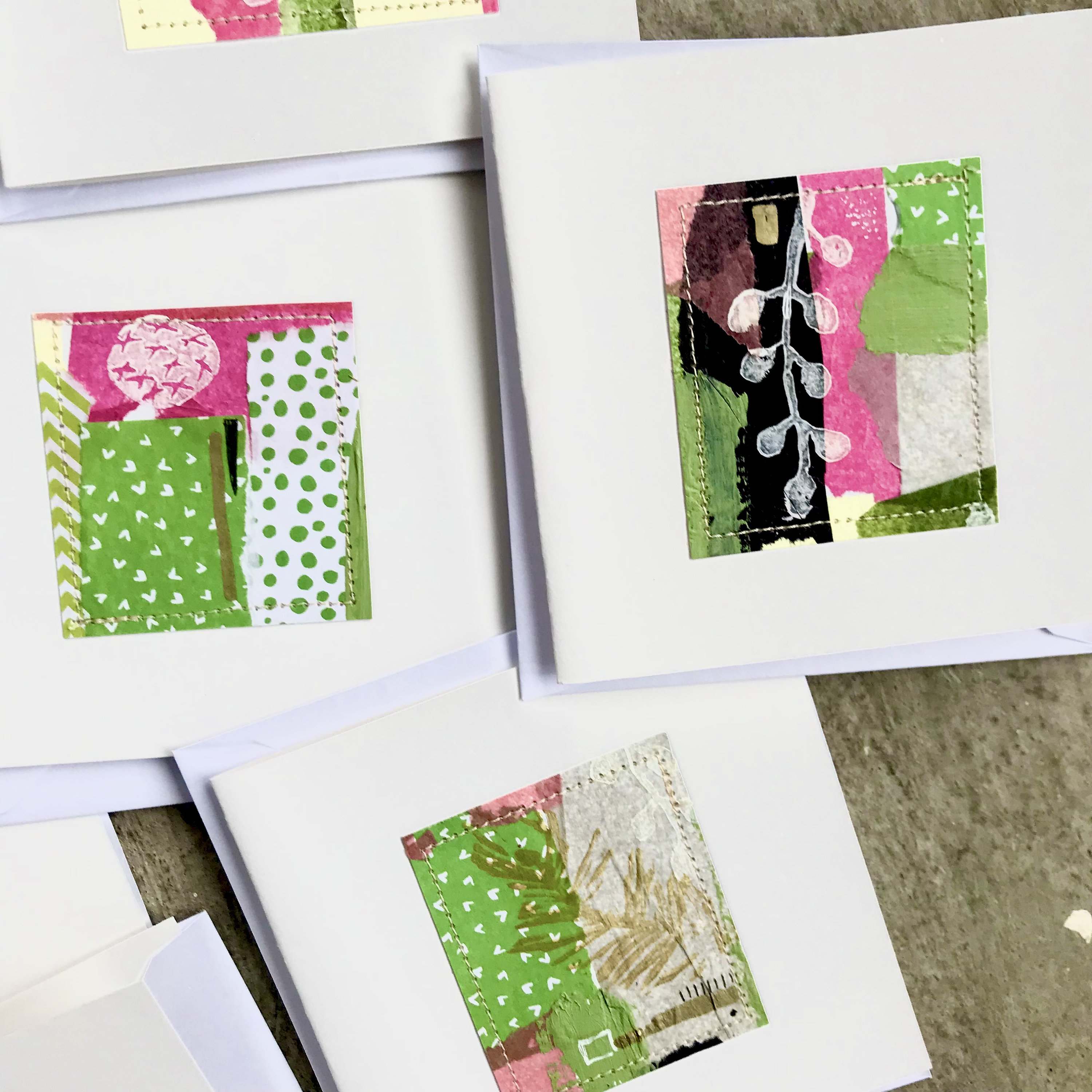 Homemade, Nature Inspired Printed Collage Cards - Greetings Card, Birthday Card, Blank Card, Thank You Card, Good Luck Card