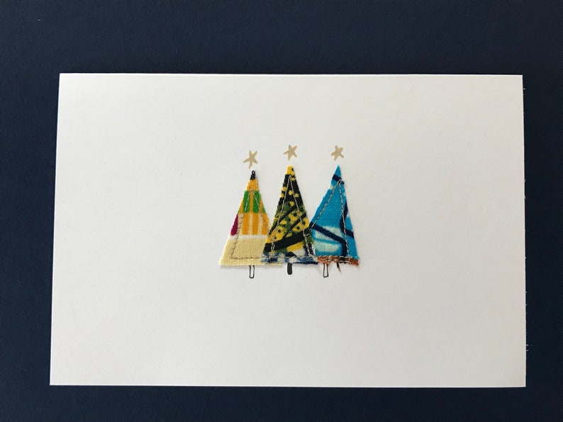 Homemade Christmas cards unique designs, African print fabric. Christmas Tree Design. Handmade. image 6