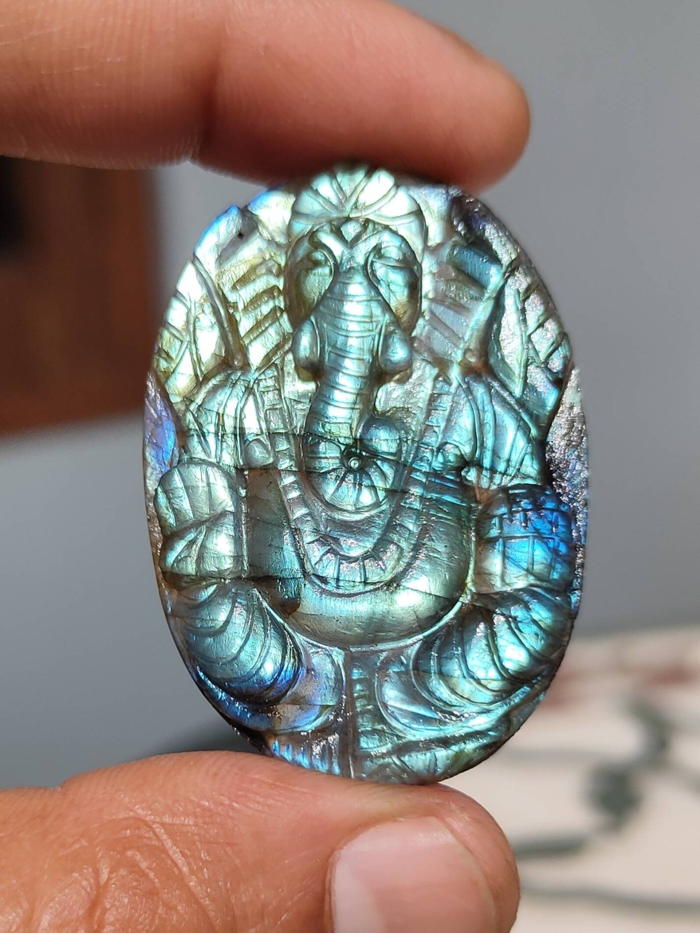 Labradorite Ganesha Carving Cabochon Etsy
