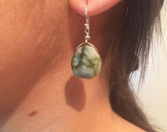 Green Agate Sterling Silver Drop Earrings