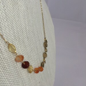 Gold Filigree Citrine Carnelian Asymetrical Necklace image 4