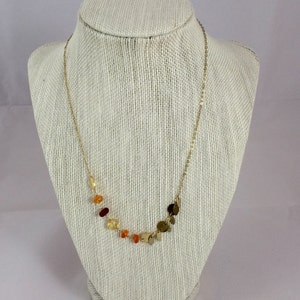 Gold Filigree Citrine Carnelian Asymetrical Necklace image 3