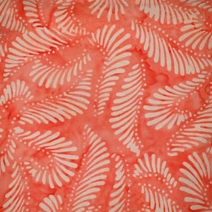Hand Dyed Batik By The Half Metre  / Fat Quarter 100% Cotton Quilting Fabric Orange Feathers