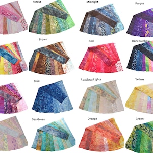 Batik Jelly Roll Strips 100% Cotton Fabric Quilter 10pcs x 110cm x 6.35cm Variety of Colours