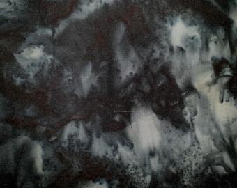 Batik teint à la main au demi-mètre/Tissu matelassé 100 % coton Fat Quarter, marbre noir