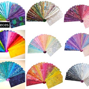 Batik Layer Cakes - 40 of 10&quot; x 10&quot; Squares Batik Fabric Quilting Craft Sewing - Variety of Colours