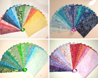 SECONDS - Layer Cakes 40 x Batik Fabric Quilting Craft Sewing 10" x 10" Squares