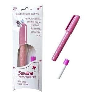 Sewline Fabric Pink Glue Pen with One Refill English Paper Piecing / Pack of 6 Refills