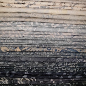 Hand Dyed Batik By The Half Metre / Fat Quarter 100% Cotton Quilting Fabric Shades of Grey Stone