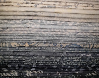 Hand Dyed Batik By The Half Metre / Fat Quarter 100% Cotton Quilting Fabric Shades of Grey Stone