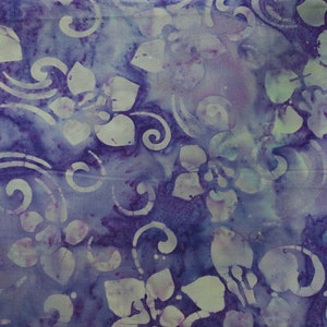 Hand Dyed Batik By The Half Metre  / Fat Quarter 100% Cotton Quilting Fabric Purple Clematis