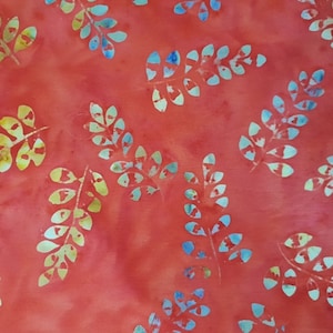 Hand Dyed Batik By The Half Metre  / Fat Quarter 100% Cotton Quilting Fabric Fire Red Floral