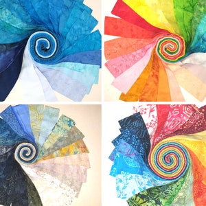 Batik Jelly Roll 100% Cotton Fabric Quilter Jelly Roll 40pcs x 112cm x 6.35cm Variety of Colours