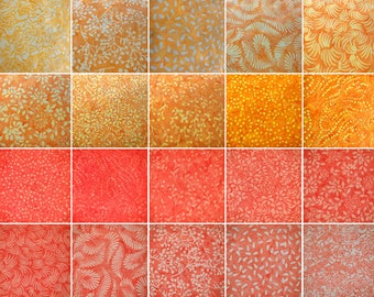 Batik Fat Quarters Metric x 20 Pieces Cotton Quilting Craft Fabric - Shades of Grapefruit