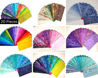Batik Layer Cakes - 20 Piece 10" x 10" Squares Batik Fabric Quilting - Variety of Colours