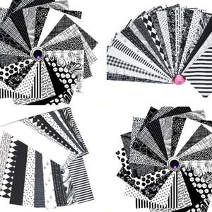 FRAIS DE PORT DOMESTIQUE GRATUITS - Breloques pour courtepointe en coton 5 pouces carrés et mini breloques 2,5 pouces carrés Layercakes 10 pouces carrés Jelly Roll Monotones Noir blanc 10 20 40