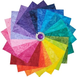 Batik  Quilting Pre Cuts 5" x 5" Squares Rainbow Charms
