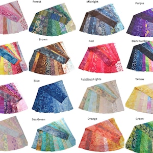 Batik Jelly Roll Strips 100% Cotton Fabric Quilter 10pcs x 110cm x 6.35cm Variety of Colours