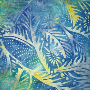 Handgefärbt Batik Stoff Meterware 100% Baumwolle Blaue Tropen