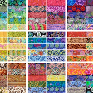 Kaffe Fassett Collective Fabric Charms – 20 x 5" Squares, Quilting Cotton