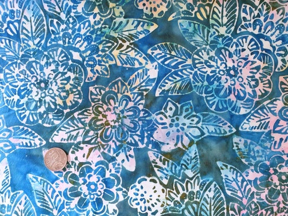 100/% QUILTING COTTON FAT QUARTERS BATIK STYLE FABRIC 4 DESIGNS BLUE SELECTION