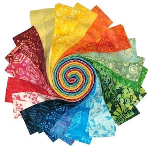 Batik Jelly Roll 100% Baumwolle 40 Stück x 110 cm x 6,35 cm Rainbow Karneval