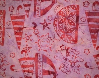 Hand Dyed Batik By The Half Metre  / Fat Quarter 100% Cotton Quilting Fabric Purple Umbrella