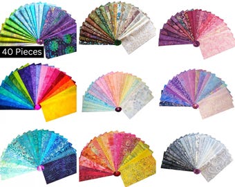 Batik Layer Cakes - 40 of 10" x 10" Squares Batik Fabric Quilting Craft Sewing - Variety of Colours