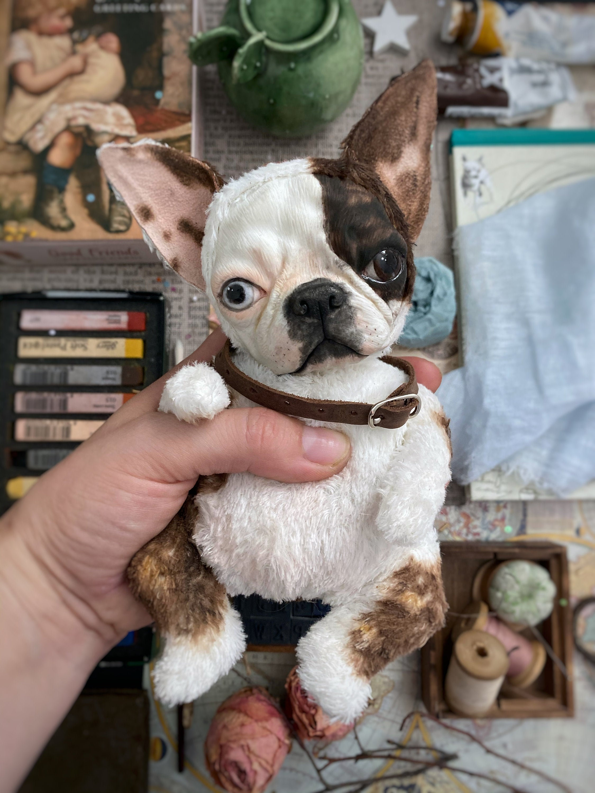 Boston Terrier Handmade Dog Puppy Pet Teddy Doll Toy Animal Etsy
