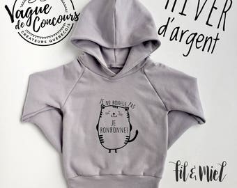 ENGLISH, Grow with me hoodie, hoodie évolutif, cat hoodie, hoodie chat, grow with me sweater, chandail évolutif, snoring cat