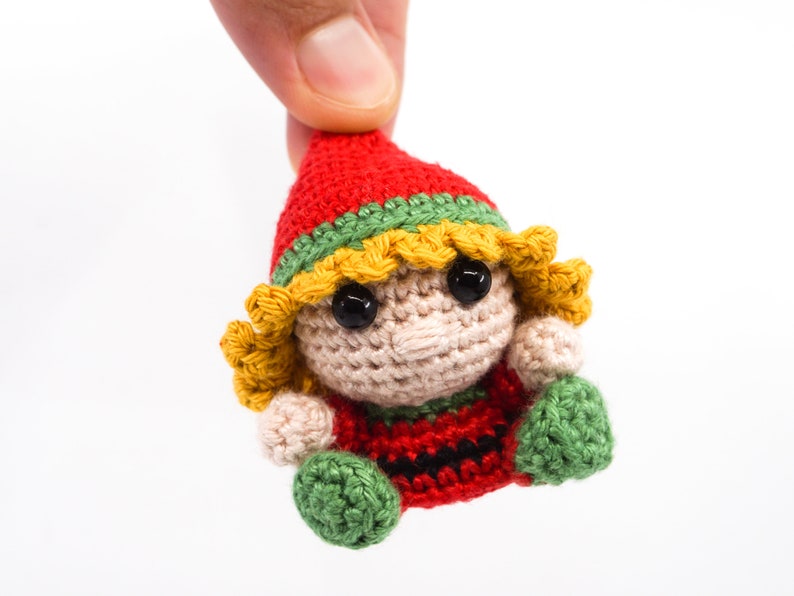 Mini Weiblicher Weihnachtself Häkelanleitung Amigurumi PDF Anleitung Bild 8