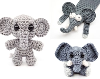 Elephants PDF Crochet Pattern Bundle by Supergurumi | Amigurumi PDF Patterns