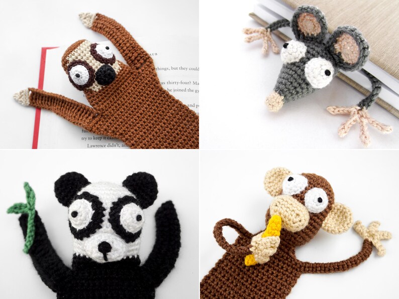 Animal Bookmarks PDF Crochet Pattern Bundle Amigurumi PDF Etsy Sweden